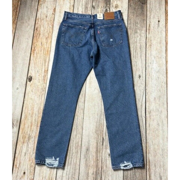 LEVIS 501 High Rise, Straight Leg Distressed Jeans 30 X 30 $118 - Picture 5 of 5